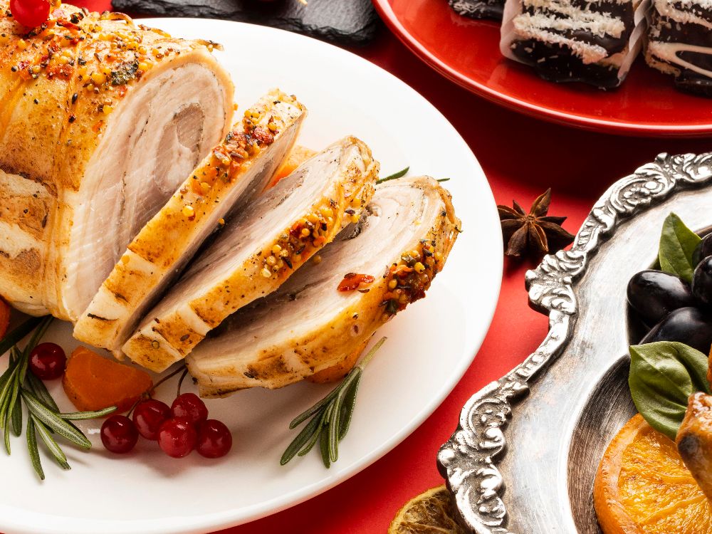 cabana den geli surtido de comida navidena festiva de alto angulo